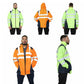 Hi Vis Rain Jacket Mens High Visibility Waterproof Reflective Tape Band Safety Zipper Hooded Top Lightweight Sizes S to 5XL