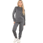 Load image into Gallery viewer, LUXE DIVA Ladies Plain Tracksuit Solid Round Neck Sweatshirts Joggers Slim Fit Activewear Size 8-22
