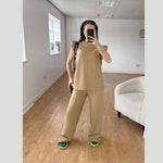 Load image into Gallery viewer, LUXEDIVA Womens Ladies Super Soft Popcorn Frill Short Sleeve Top Trouser 2PCS Co Ord LOungewear Sets
