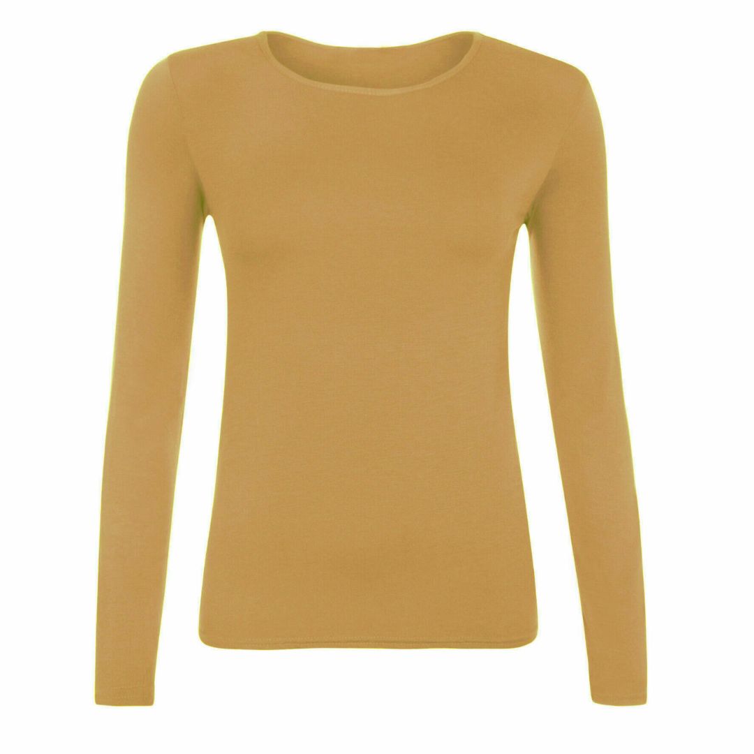 LUXE DIVA New Ladies Long Sleeve Round Neck T-Shirt Top Size 8-26