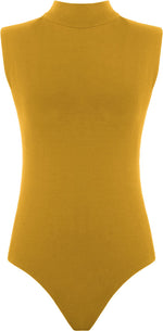 Load image into Gallery viewer, Womens Polo Turtle Neck Bodysuit Ladies Sleeveless Leotard Plain Stretchy Plunge Casual Party T-Shirt Top Sizes 16-22
