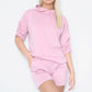 LUXE DIVA Women's Ruched Sleeve Hooded Short Set Summer