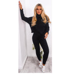 Load image into Gallery viewer, Ladies Women Chunky Cable Knitted Polo High Neck Top Legging Loungewear Suit Set
