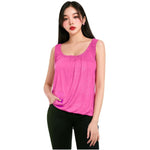 Load image into Gallery viewer, LUXE DIVA Women’s Gathered Round Scoop Neckline Swing Trim Sleeveless Plain Tank Top Wide Straps Ladies Elastic Bubble Hem Summer Camisole Baggy Vest Blouse Top
