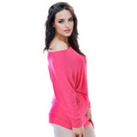 Load image into Gallery viewer, LUXE DIVA One Off-Shoulder Tops with Long Sleeves, Off Shoulder Batwing Jumper, Ladies Batwing Top in Black, Red, White Plus 21 Colors More UK
