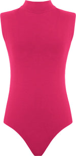 Load image into Gallery viewer, Womens Polo Turtle Neck Bodysuit Ladies Sleeveless Leotard Plain Stretchy Plunge Casual Party T-Shirt Top Sizes 16-22

