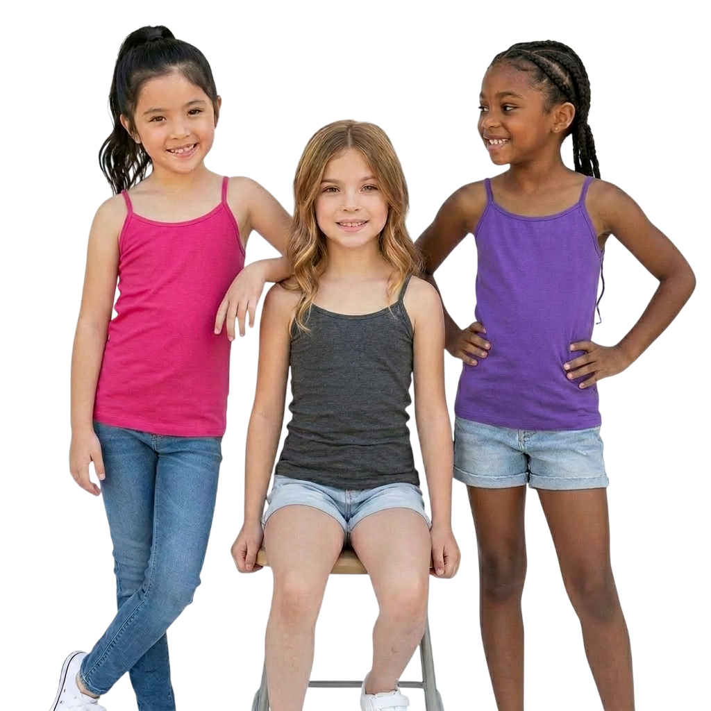 LUXE DIVA Pack of 3 Spaghetti Strap Tank Tops for Girls