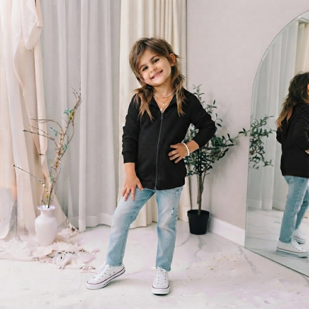 LUXE DIVA Kids Fleece Zip Up Hoodie Jacket Unisex Full Zip Sweatshirt Ages 2–13