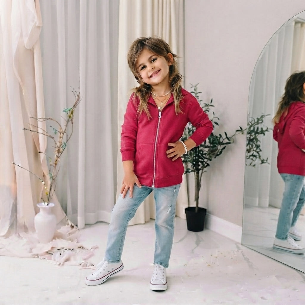 LUXE DIVA Kids Fleece Zip Up Hoodie Jacket Unisex Full Zip Sweatshirt Ages 2–13