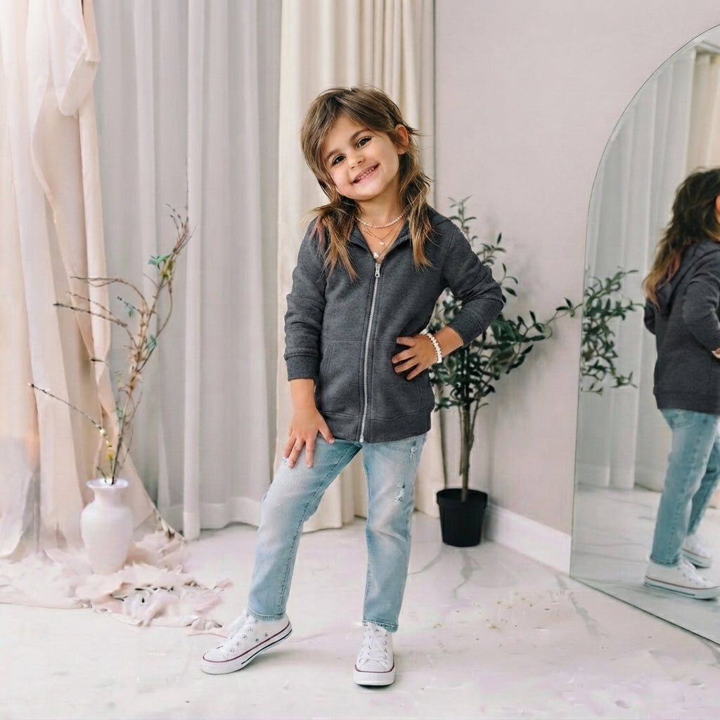 LUXE DIVA Kids Fleece Zip Up Hoodie Jacket Unisex Full Zip Sweatshirt Ages 2–13