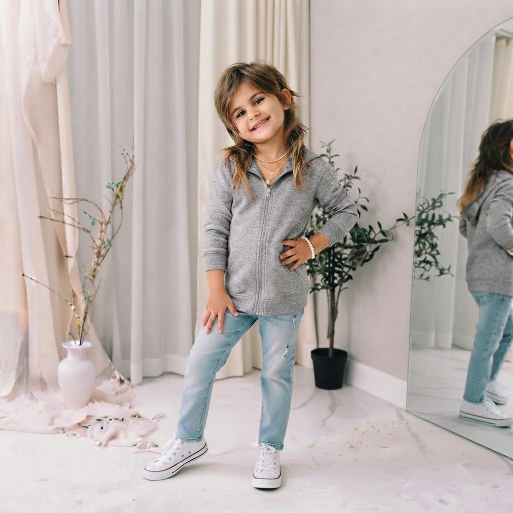 LUXE DIVA Kids Fleece Zip Up Hoodie Jacket Unisex Full Zip Sweatshirt Ages 2–13