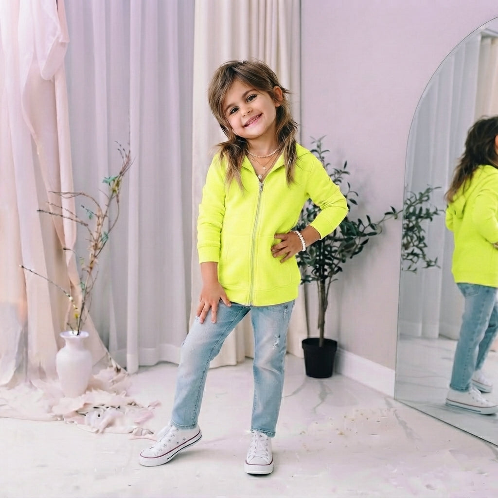 LUXE DIVA Kids Fleece Zip Up Hoodie Jacket Unisex Full Zip Sweatshirt Ages 2–13