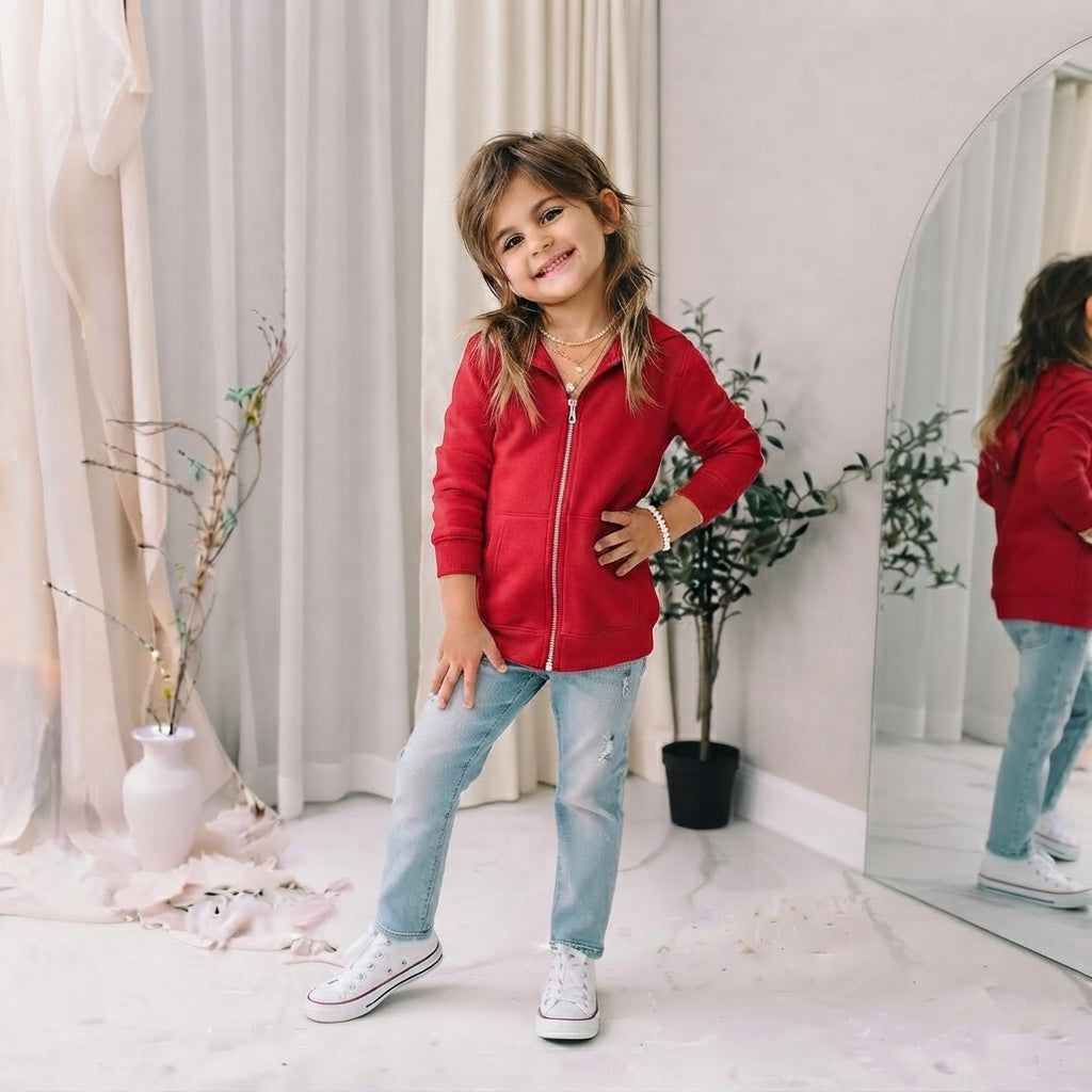 LUXE DIVA Kids Fleece Zip Up Hoodie Jacket Unisex Full Zip Sweatshirt Ages 2–13