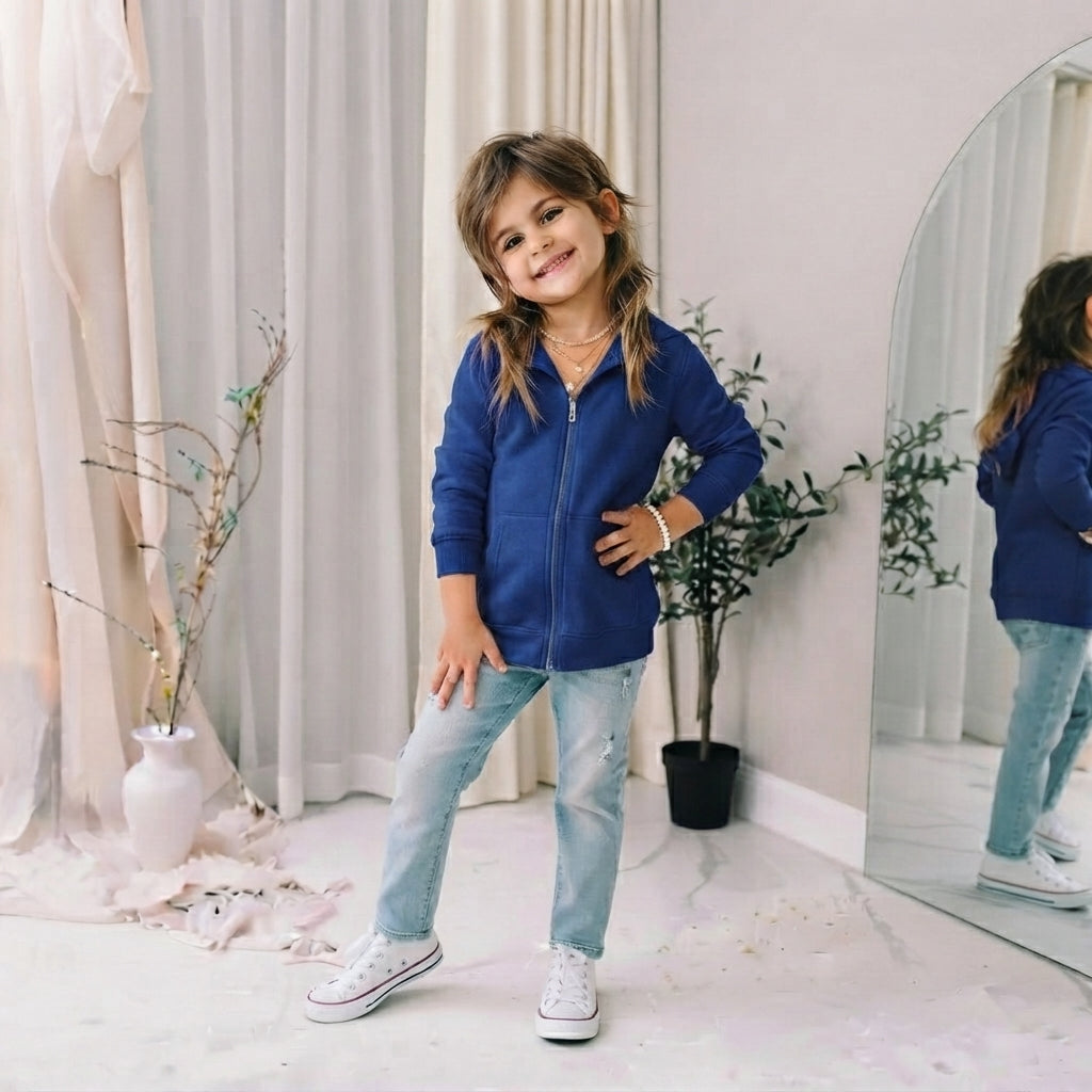 LUXE DIVA Kids Fleece Zip Up Hoodie Jacket Unisex Full Zip Sweatshirt Ages 2–13