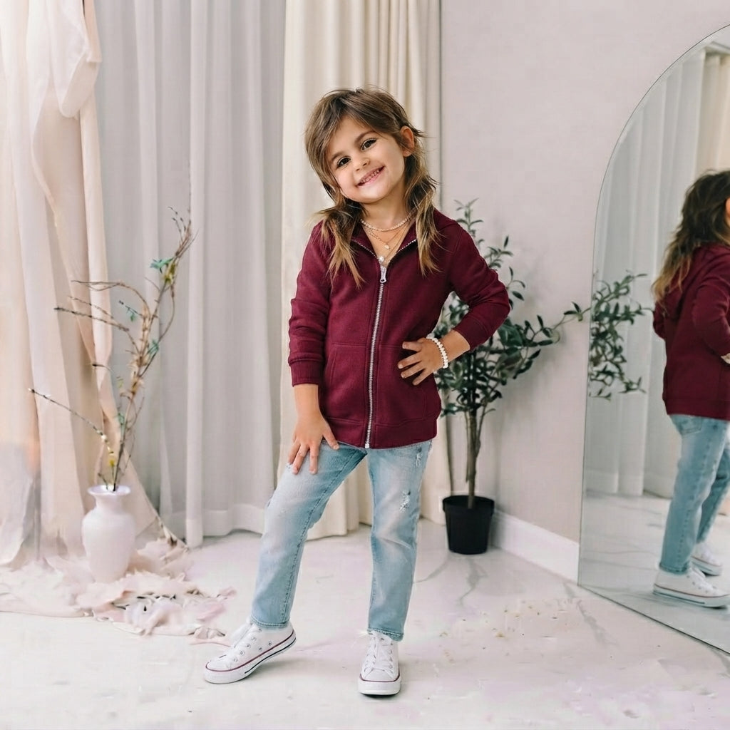 LUXE DIVA Kids Fleece Zip Up Hoodie Jacket Unisex Full Zip Sweatshirt Ages 2–13