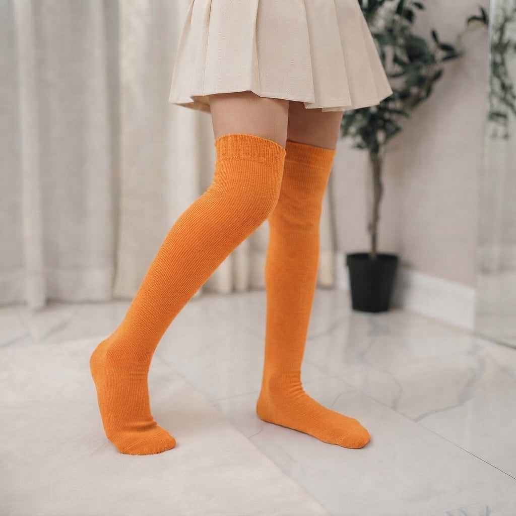 LUXE DIVA Girls Over The Knee Socks Plain Thigh High Socks Assorted Colours UK 4-6