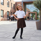 LUXE DIVA Girls Pleated School Skirt Drop Waist Zip