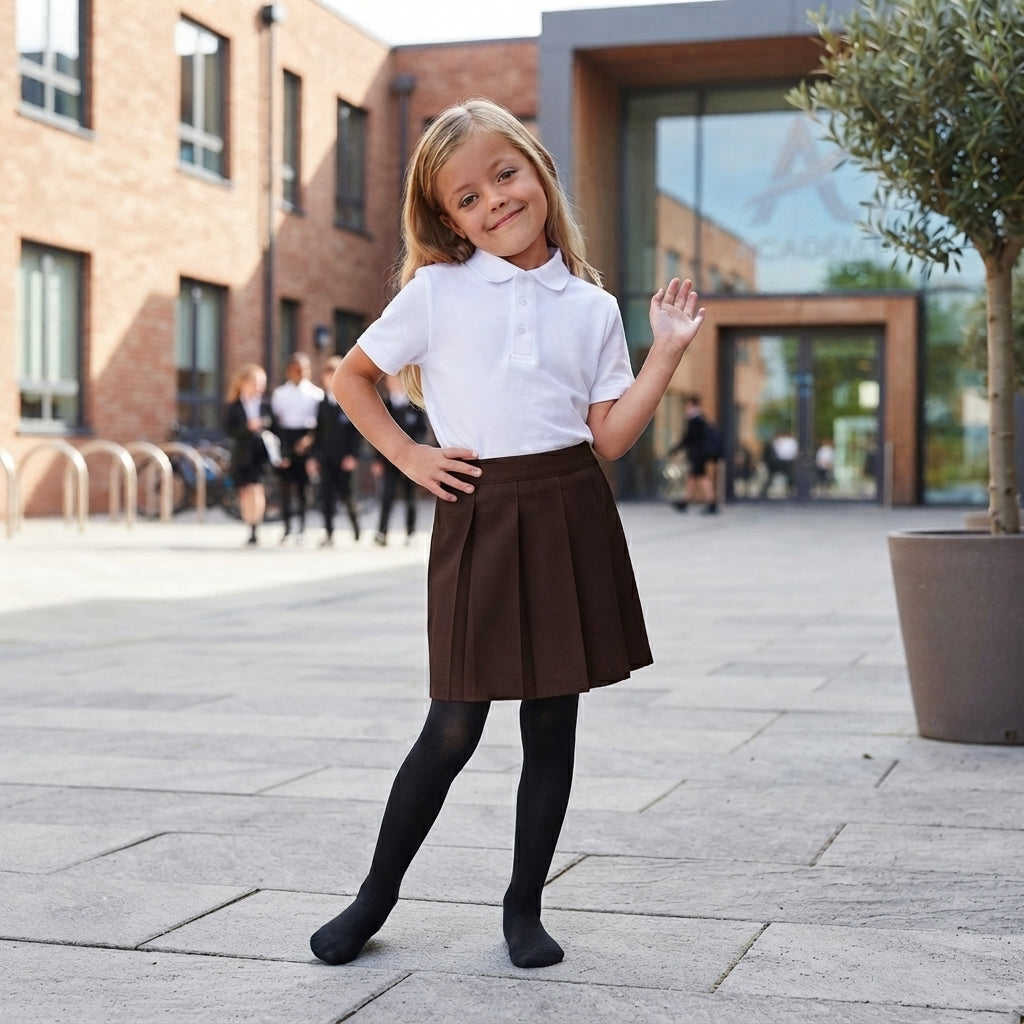 LUXE DIVA Girls Pleated School Skirt Drop Waist Zip