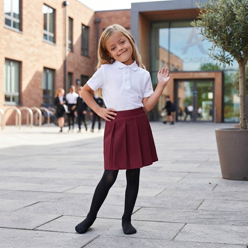 LUXE DIVA Girls Pleated School Skirt Drop Waist Zip