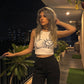 LUXE DIVA Women's Sun & Moon Print Halter Neck Crop Top Celestial Summer