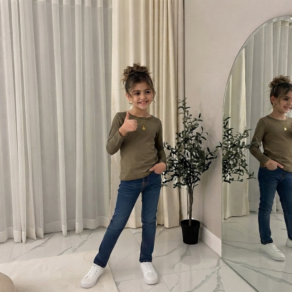 LUXE DIVA Kids Long Sleeve T-Shirt Ages 7–13 Boys Girls Casual Top