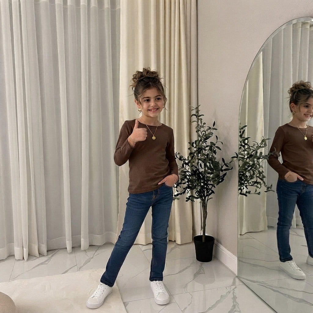 LUXE DIVA Kids Long Sleeve T-Shirt Ages 7–13 Boys Girls Casual Top