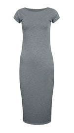 Load image into Gallery viewer, Ladies Short Sleeve Midi Dress Bodycon Cap Maxi Midi Dress
