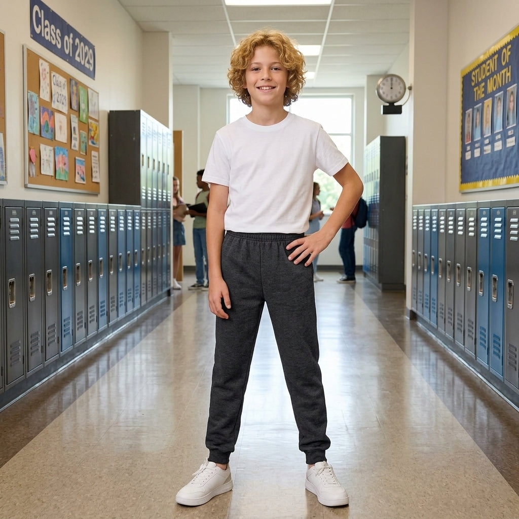 LUXE DIVA Boys Fleece Jogging Bottoms Kids PE Tracksuit Trousers School Sportswear