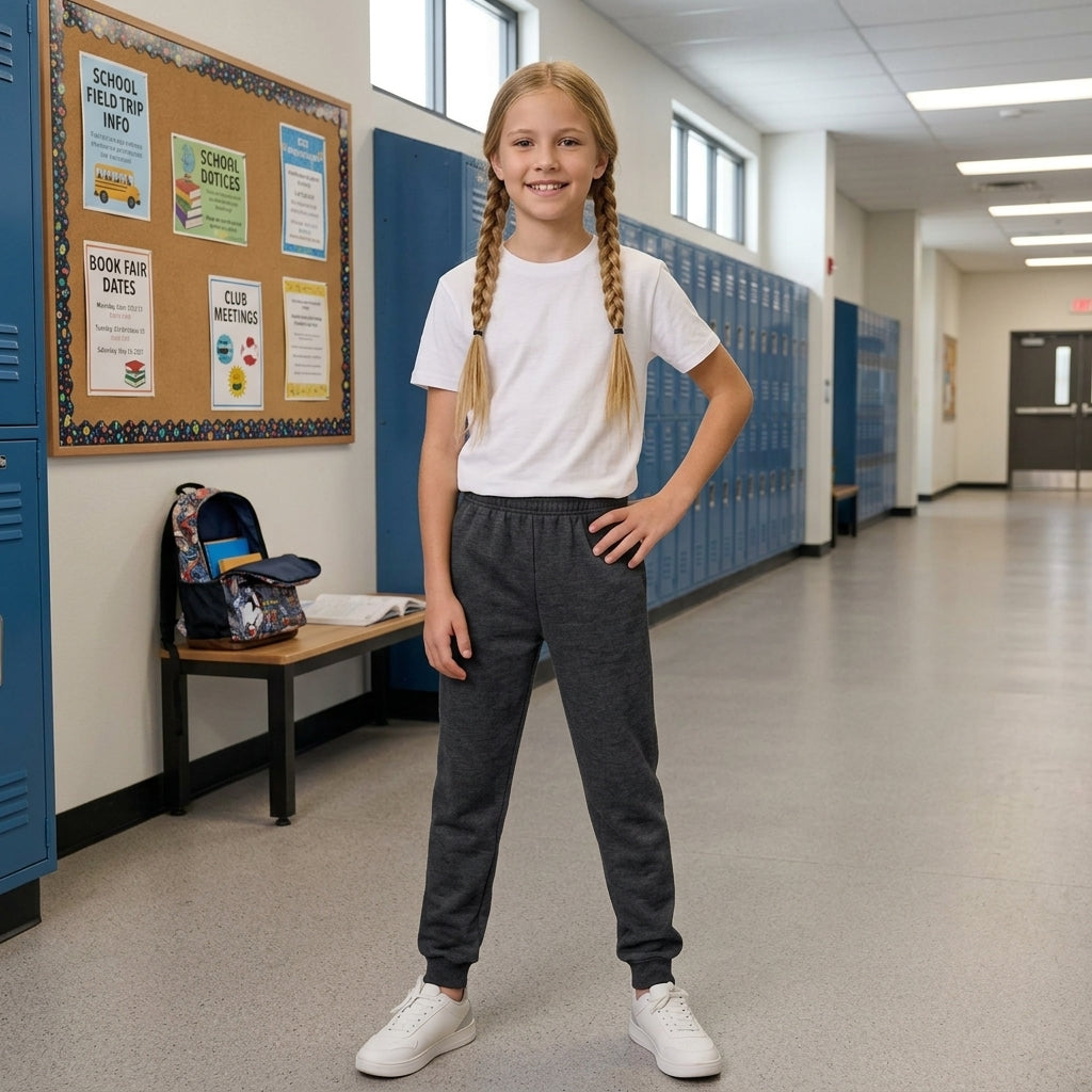 LUXE DIVA Girls Fleece Jogging Bottoms Kids PE Tracksuit Trousers School Sportswear