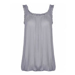 Load image into Gallery viewer, LUXE DIVA Women’s Gathered Round Scoop Neckline Swing Trim Sleeveless Plain Tank Top Wide Straps Ladies Elastic Bubble Hem Summer Camisole Baggy Vest Blouse Top
