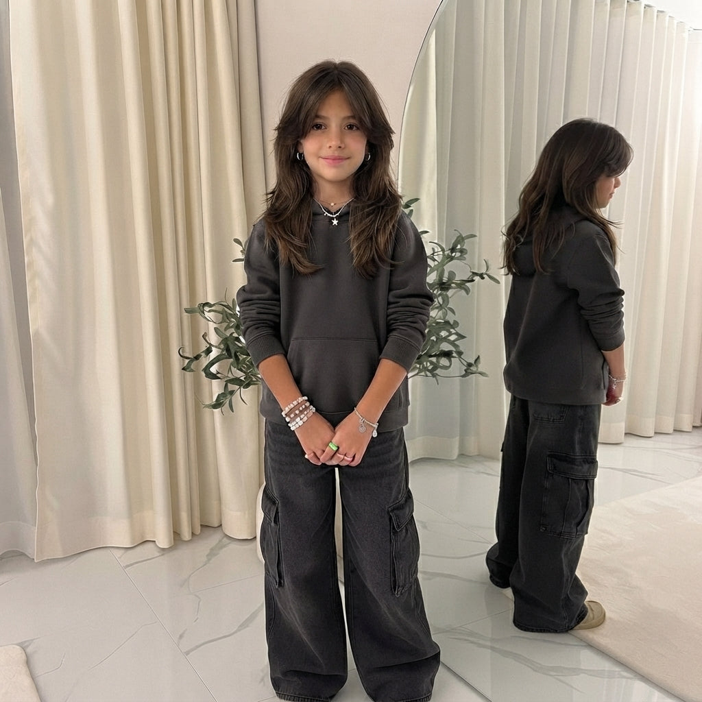 LUXE DIVA Kids Unisex Plain Pullover Fleece Hoodie Boys Girls