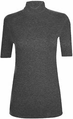 Load image into Gallery viewer, Womens Ladies Turtle Polo Neck Jumper Short Sleeve Top High Neck T Shirt Top Plus 16-26
