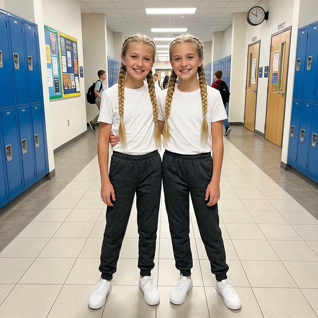 LUXE DIVA Girls Pack of 2 Fleece Jogging Bottoms Kids PE Tracksuit Trousers School Sportswear