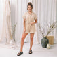LUXE DIVA Women's Gold Button Belted Playsuit Short Sleeve Romper
