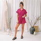 LUXE DIVA Women's Gold Button Belted Playsuit Short Sleeve Romper