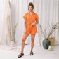 LUXE DIVA Women's Gold Button Belted Playsuit Short Sleeve Romper