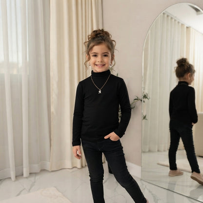 LUXE DIVA Kids Ribbed Polo Neck Top