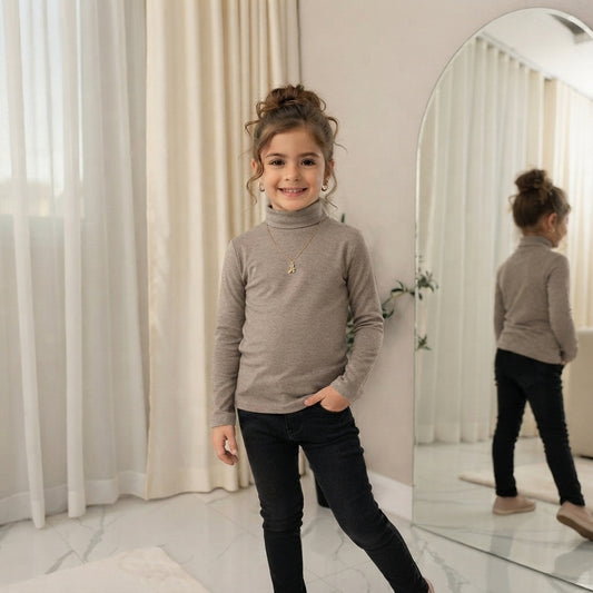 LUXE DIVA Kids Ribbed Polo Neck Top