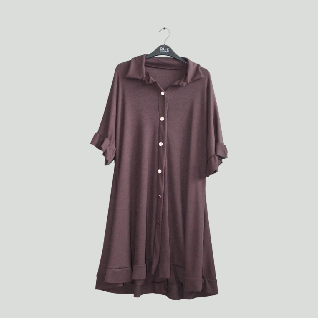 LUXE DIVA Women's Ladies Gold Button Pleated Frill Summer Shirt Swing Smock Mini Dress Top