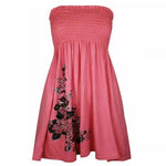 Load image into Gallery viewer, Ladies Sheering Boobtube Gather Bandeau Ruched Top with Side Flower Printed Sheering Top
