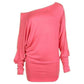 LUXE DIVA One Off-Shoulder Tops with Long Sleeves, Off Shoulder Batwing Jumper, Ladies Batwing Top in Black, Red, White Plus 21 Colors More UK