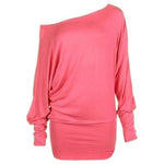 Load image into Gallery viewer, LUXE DIVA One Off-Shoulder Tops with Long Sleeves, Off Shoulder Batwing Jumper, Ladies Batwing Top in Black, Red, White Plus 21 Colors More UK
