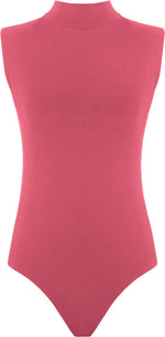 Load image into Gallery viewer, Womens Polo Turtle Neck Bodysuit Ladies Sleeveless Leotard Plain Stretchy Plunge Casual Party T-Shirt Top Sizes 8-14
