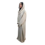 Load image into Gallery viewer, LUXE DIVA Womens Gold Trim Dubai Abaya With Scarf Islamic Muslim Jilbab Long Maxi Dress
