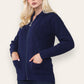 Women's Ladies Knitted Cable Zipper Collar 2 Pockets Zip All The Way Down 8-14