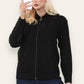 Women's Ladies Knitted Cable Zipper Collar 2 Pockets Zip All The Way Down 8-14