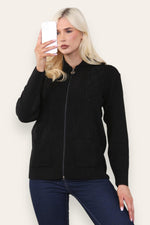 Load image into Gallery viewer, Women&#39;s Ladies Knitted Cable Zipper Collar 2 Pockets Zip All The Way Down 8-14
