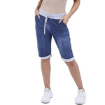Load image into Gallery viewer, LUXE DIVA Italian Ladies Women&#39;s Turn-Up Shorts – Elastic Waist, Stylish, Comfortable Summer Wear UK Sizes 12-22 – Casual Fit Daily
