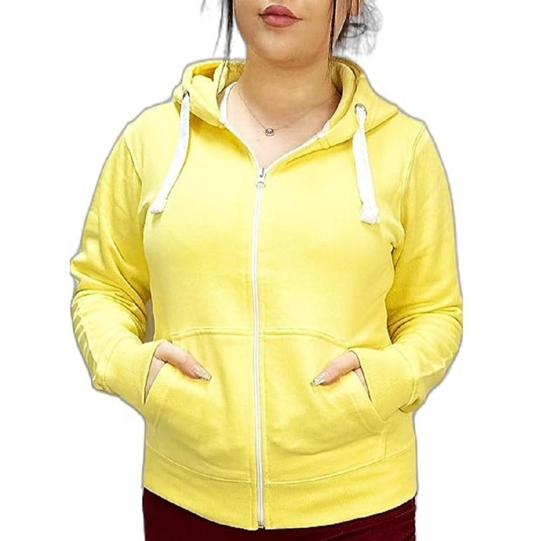 LUXEDIVA Ladies Plain Colour Hoodie Womens Fleece Hooded Top Zip Zipper Hoodie Sweatshirt