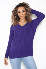 Load image into Gallery viewer, LUXE DIVA LADIES V/N KNITTED LONG SLEEVE JUMPER BACK IN STOCK
